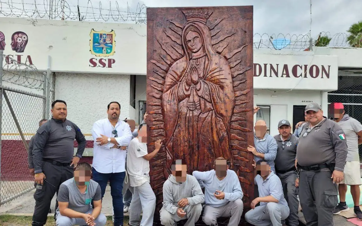 Reclusos del penal de Matamoros crean escultura monumental de la Virgen de Guadalupe SSPT (1)